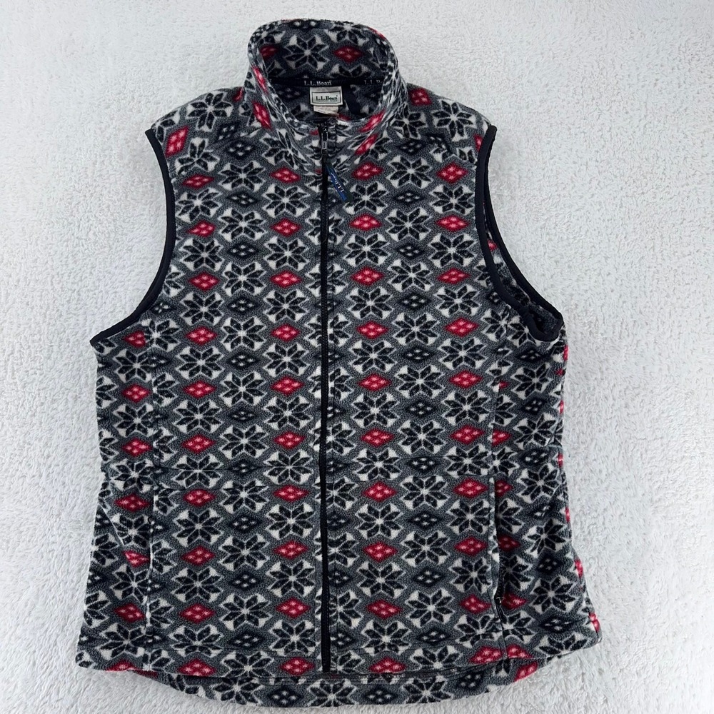 L.L. BEAN FULL ZIP SNOWFLAKE FLEECE VEST LARGE